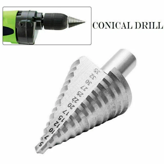 5-35mm Titanium Step Spiral Groove Conical Cone Drill HSS Bit Hole Cutter Tool