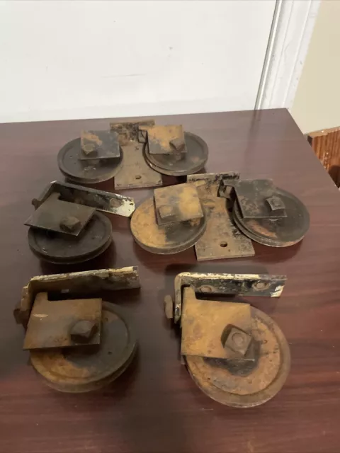 Vintage/ Antique metal barn door cable rollers ? barn door rollers 4”