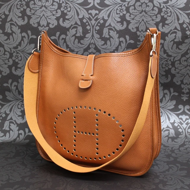 HERMES Evelyne GM Togo Leather Brown Cross Body Shoulder Bag #276 Rise-on