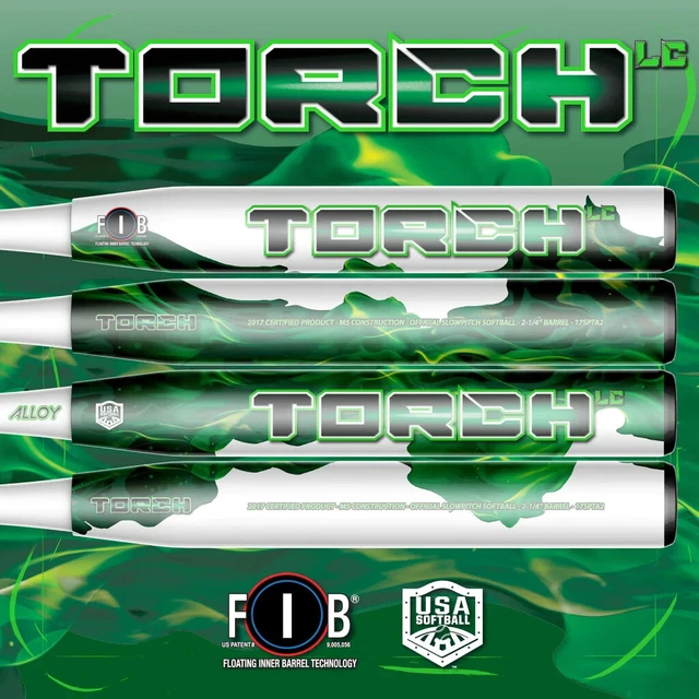 Batte De Softball Monsta Torche Green Foil M2 3500, 25 Oz, 34", USA/ASA, Neuve