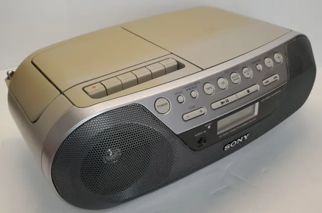 Sony Radio CFD-S05 AM FM Cassette Recorder CD Player Gray Portable Boombox