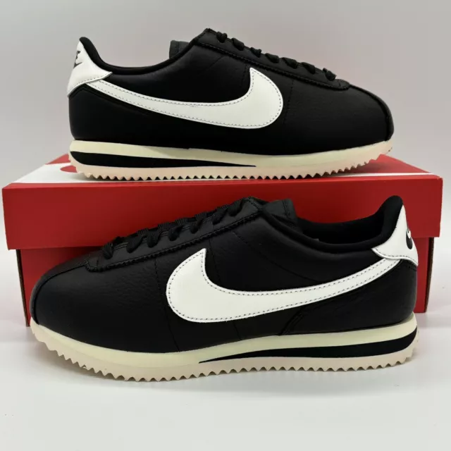 Nike Cortez 23 Premium Black Sail White Casual Shoes FB6877-001 Womens Size NEW