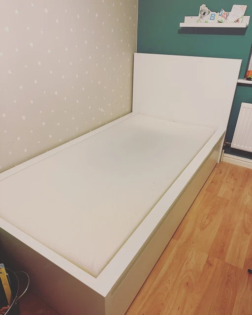 IKEA MALM SINGLE Bed With Drawers and Silent Night Foam Mattes Bought