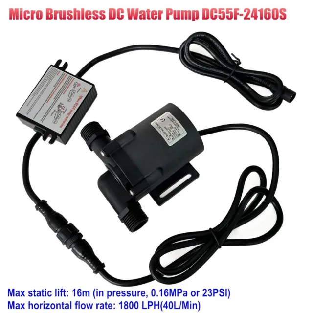 DC55F-24160S 24V DC Small Power efficient Brushless Water Pump 80W 16m 1800LPH