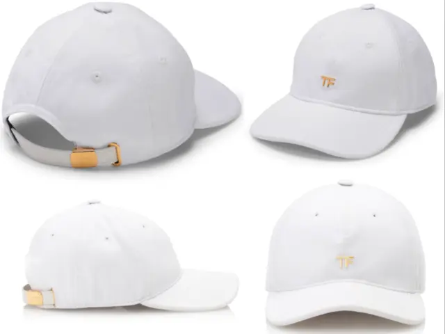TOM FORD TF Unisex Gold Logo-Embellished Baseball-Cap Canvas Hat Kappe Hat Bnwt 2