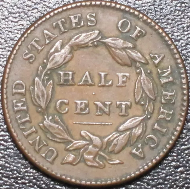 1828 Classic Head Half Cent 12 Star Variety AU About Uncirculated 1/2c Old US 2