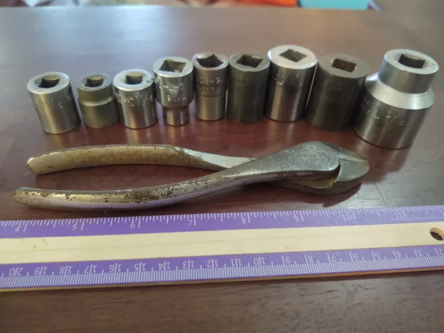Vintage OTC Tool Lot Pliers Sockets Ratchet Tool USA Owatonna Tool Diagonal Cut