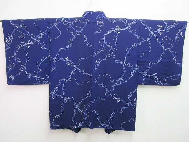 7677J3 Silk Vintage Japanese Kimono Haori Jacket Abstract art