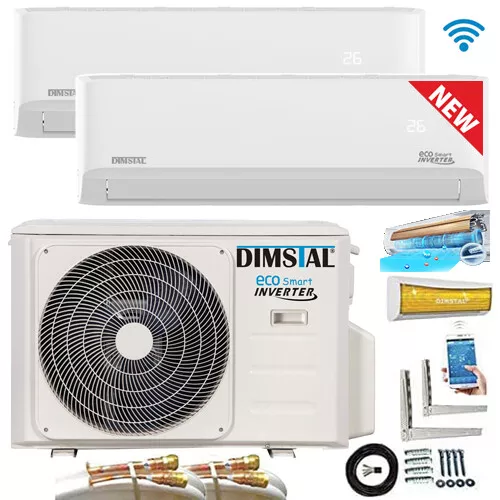 *NEU* 2x 2,6kW 9000btu Quick Connect WiFi MultiSplit Klimaanlage 2x Innengeräte