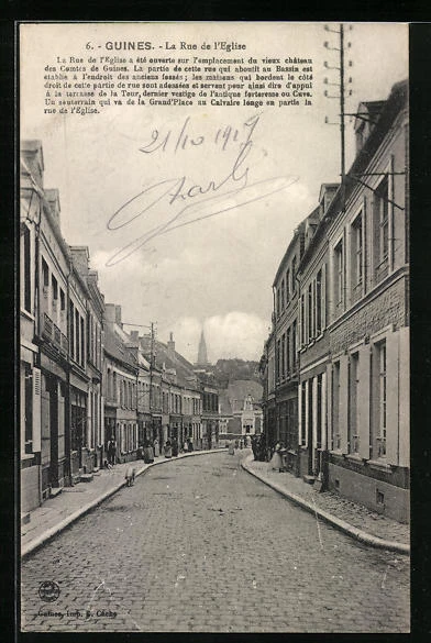 CPA Guines, la Rue de l´Eglise