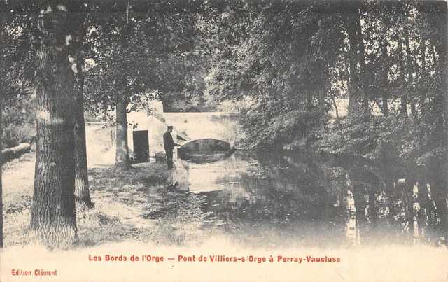 Cpa 91 Les Bords De L'barge Bridge De Villiers Sur Barley Perray Vaucluse