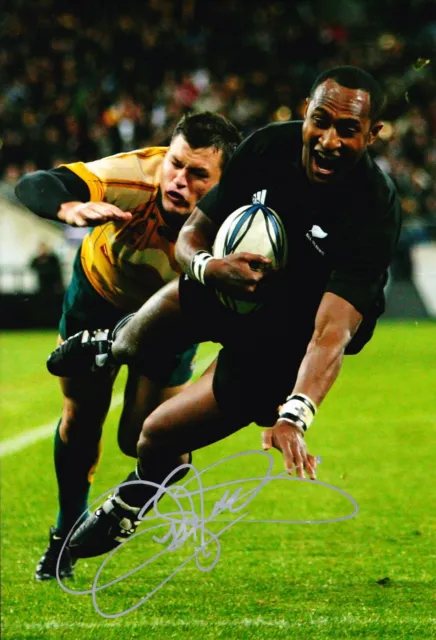 Joe Rokocoko Signed 12X8 Photo ALL BLACKS NEW ZEALAND AFTAL COA (2150)