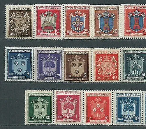 San Marino - Post 1945-46 Yvert 259/67 + 269+271/4 MNH Wappen