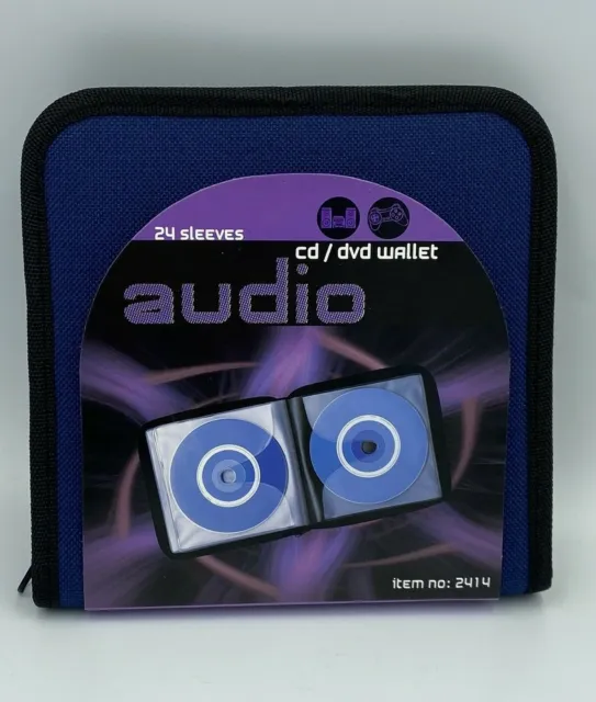 Audio CD DVD Games Wallet 24 Sleeves Holds 48 Navy/Black Nylon By Sugarman