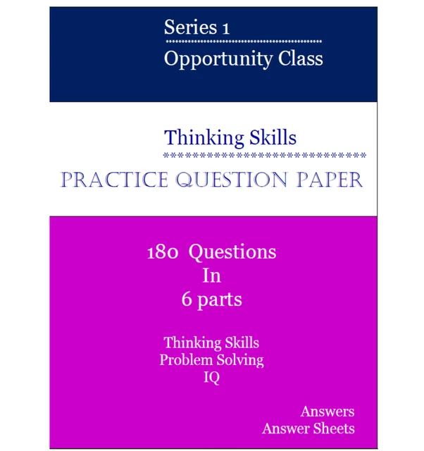 YEAR 4 OPPORTUNITY Class (OC) Practice Test Question paper THINKING SKILLS 18.50 PicClick AU