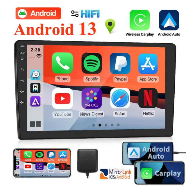 Android 13 Carplay GPS Navi WiFi 10.1" Double 2Din Car Stereo Radio Touch Screen