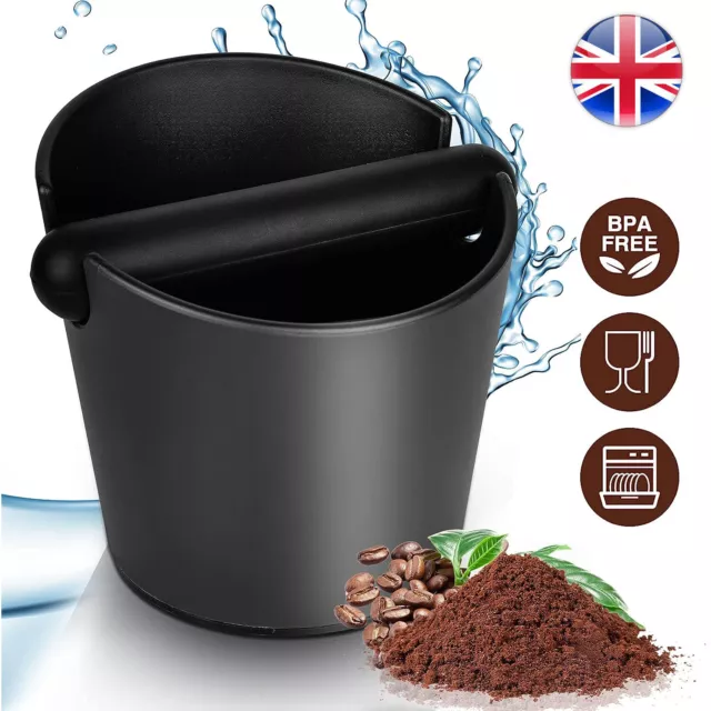 Coffee Waste Container Espresso Grinds Knock Box Tamper Tube Bin Black Bucket