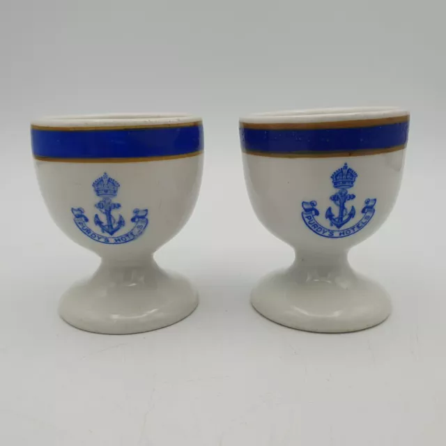 Antique? Grindley Hotel Ware Vitrified England Egg Cups X 2 for Purdy's Hotels