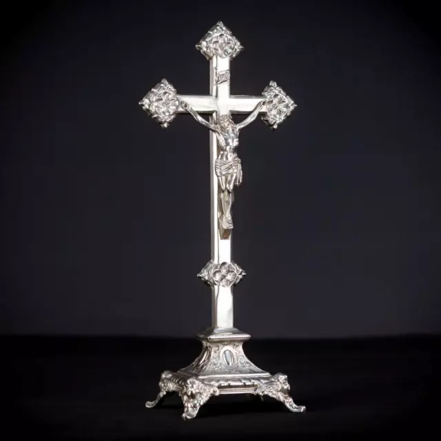 Crucifix Altar | Standing Cross | Antique Jesus Christ Angels Silvered | 15.7"_ Crucifix Altar | Standing Cross | Antique Jesus Christ Angels Silvered | 15.7"_