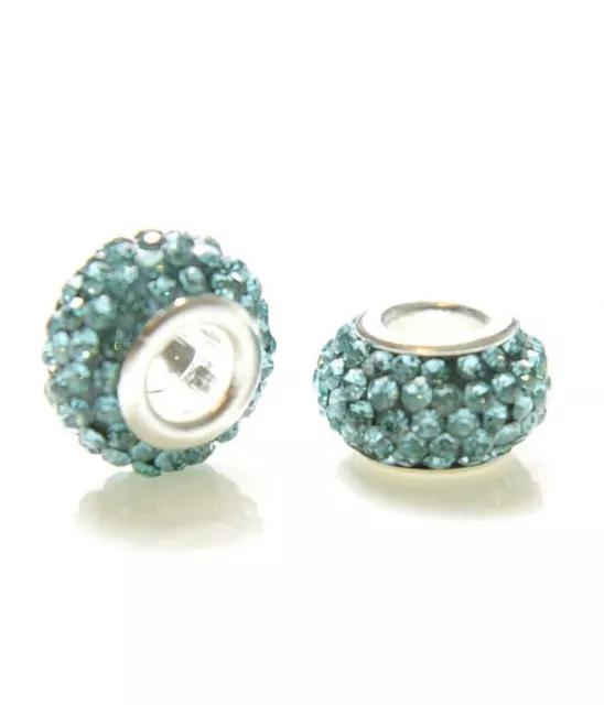 Perles shamballa rondes soucoupes strass cristal 5 pièces - 14 mm de diamètre