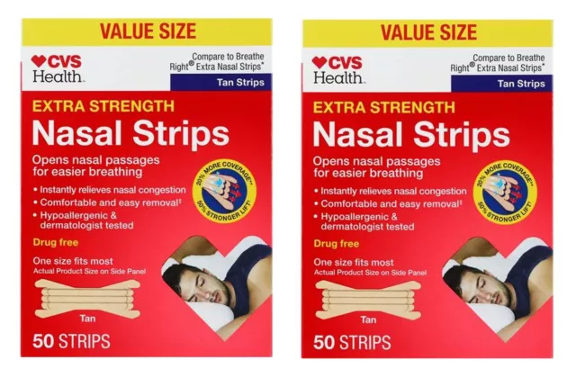 CVS Health Extra Strength Nasal Strips (50 Strips) - Lot of 2 BNIB SEALED (100)