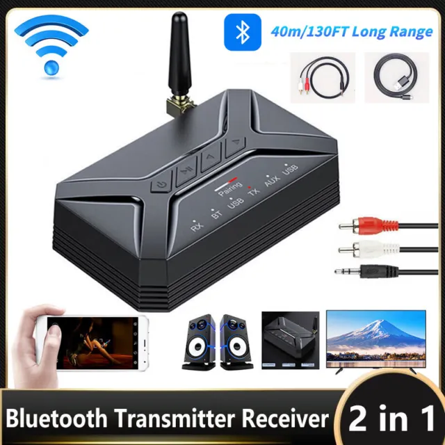 Bluetooth Transmitter Receiver Long Range For TV Home Car Stereo Audio Adapter