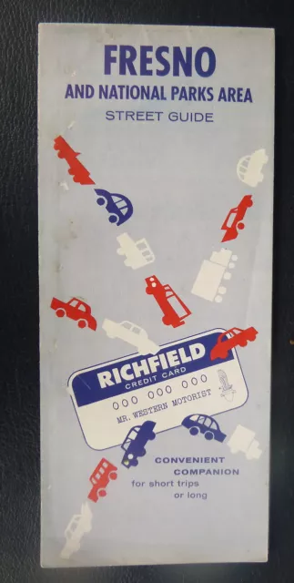 1963 Fresno street map  Richfield oil  gas National Parks Sequoia Yosemite