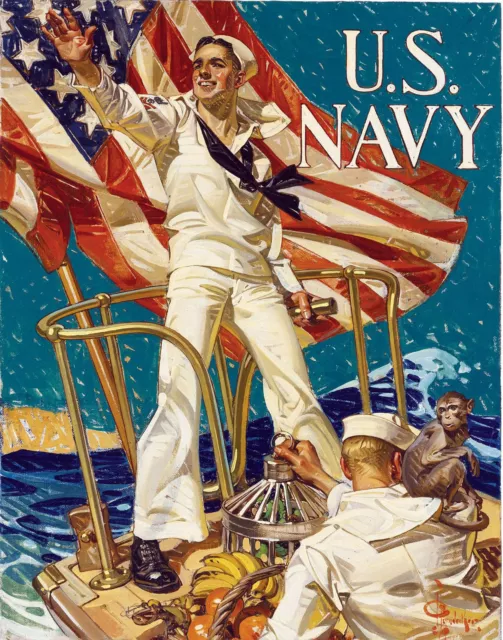 Recruitment Enlistment Poster Hailing You for the U.S. WW1 Navy Military 1918