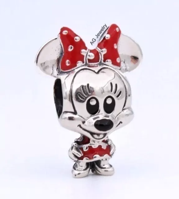 Authentic PANDORA Disney Minnie Mouse Dotted Dress & Bow Charm 798880C02 ~ NIB