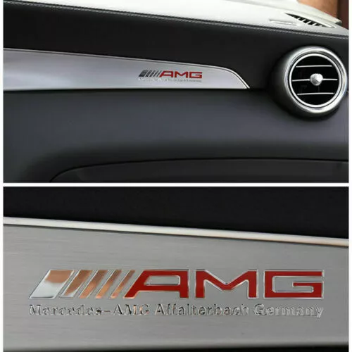 2pcs AMG Interior Emblem Aluminum Decal Sticker Badge for Mercedes Benz