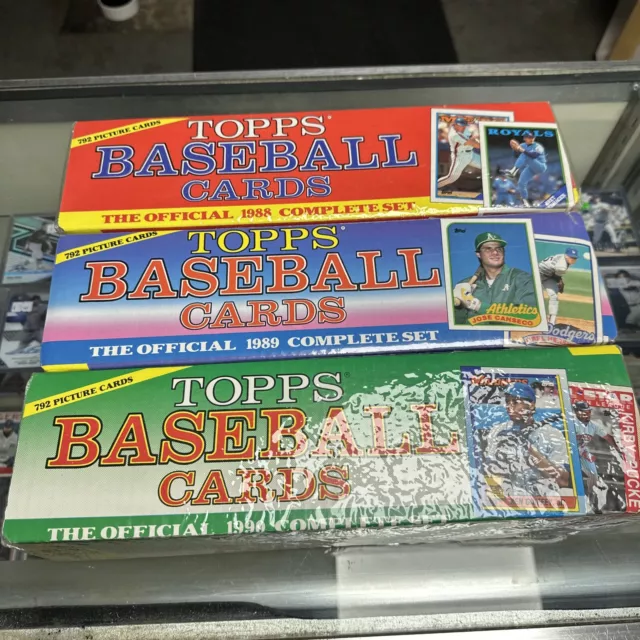 Lot of 3 Factory Sealed Topps Baseball MLB Sets 1988 1989 And 1990