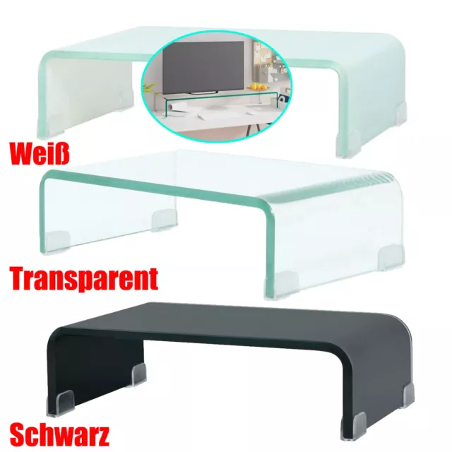 TV Glasaufsatz Schreibtisch Glas Aufsatz Monitorerhöhung Fernseh Podest LED TV