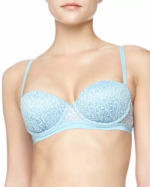 LA PERLA Lace Bra 38B Blue Balconette Studio Elodie Underwire Molded Cup [NEW]