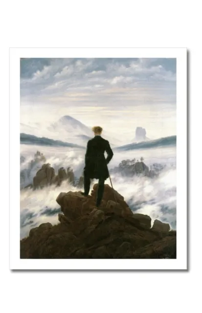Caspar David Friedrich Der Wanderer über dem Nebelmeer Bild Kunst  96x75cm