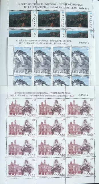 Sellos Año 2000 Minipliegos 70/72** Nuevos (Mnh) Bienes Culturales 3729/3731**