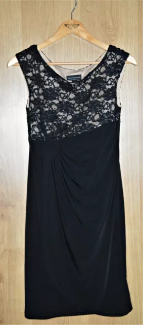 Abito da donna nero Connect Abbigliamento taglia UK 10 US 6 pizzo arricciato sera