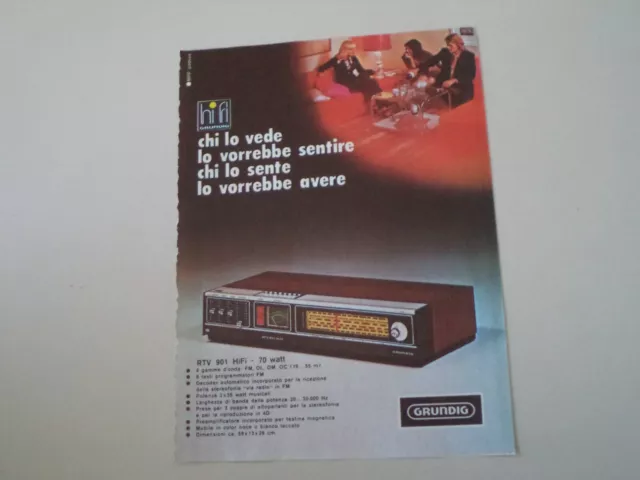 advertising Pubblicità 1974 GRUNDIG RTV 900 HIFI