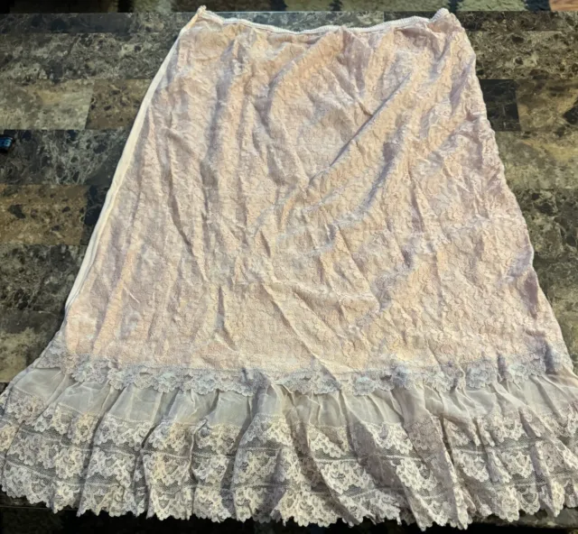 Vintage Pink Frilly Half Slip With Lace .    Size 36 /38 Waist