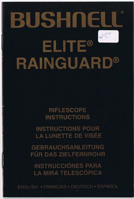 Bushnell Elite Rainguard Riflescope Instructions