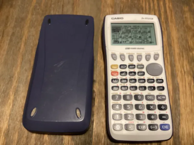 Casio FX-9750GII Graphing Calculator Blue & White Face W/ Protective Case Tested