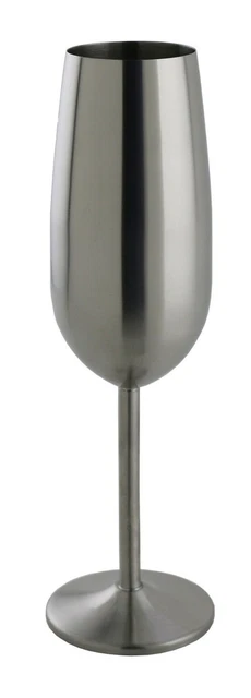 6 Pack Seamless Stainless Steel Stemmed Champagne Flutes - Shatterproof Bar Gift