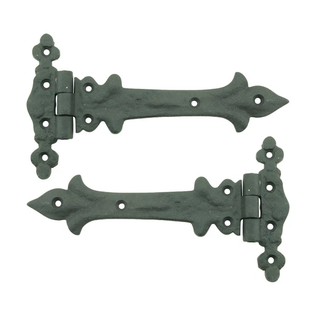 Black Wrought Iron Door Strap Hinge Rust Resistant Flush Mount Pack of 2 Hinges