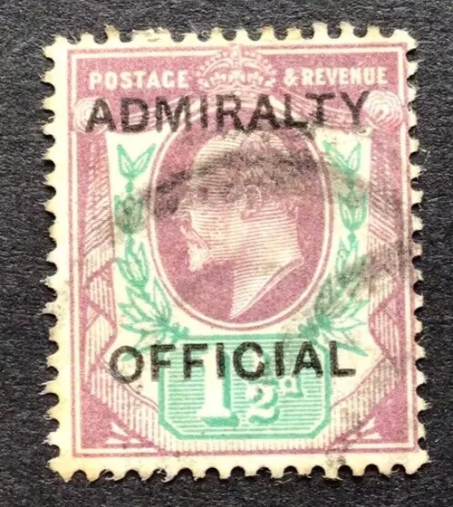 GB OFFICIAL SGO103 ADMIRALTY 1 1/2d. DULL PURPLE & GREEN 1903