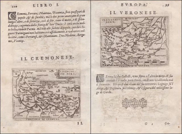 Cremona Lombardia Verona Italia Carta Mappa Ortelius Botero