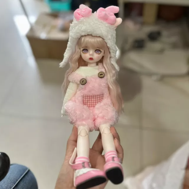 1/6 BJD Doll Female Girls 12inch Ball Jointed Body with Eyes Face Makeup Dress 2