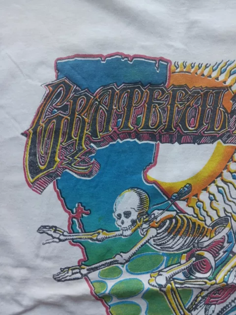 VINTAGE 80S GRATEFUL Dead 1988 Skeleton Bone Surf Psychedelic Hippy T ...