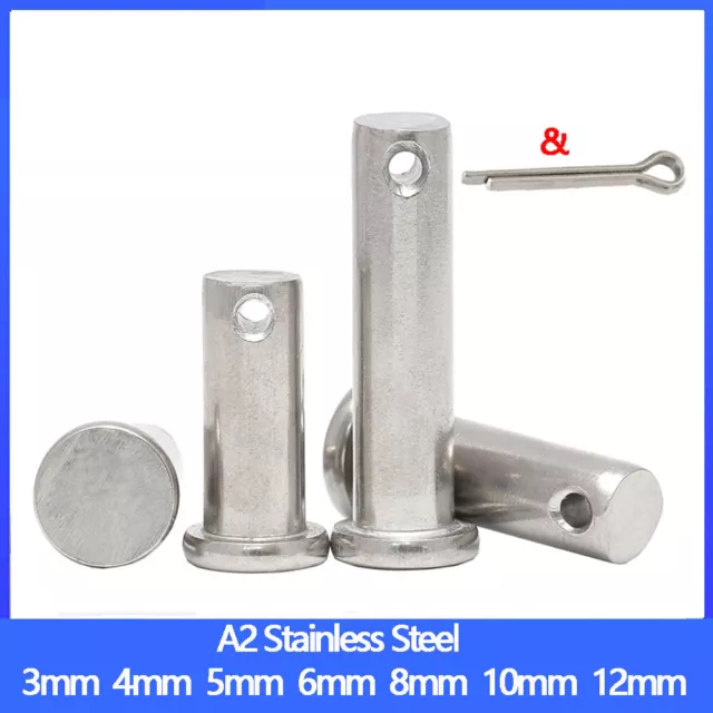 Clevis Pins & Cotter Split Pins A2 Stainless Steel Metric 3 4 5 6 8mm 10mm 12mm