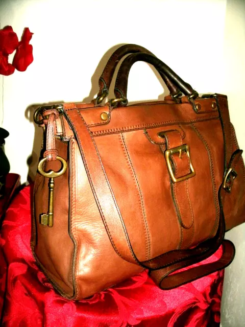Fossil Revival Beautiful Large Brown Soft Durable Leather Satchel Crossbody EUC! Fossil Revival Beautiful Large Brown Soft Durable Leather Satchel Crossbody EUC!