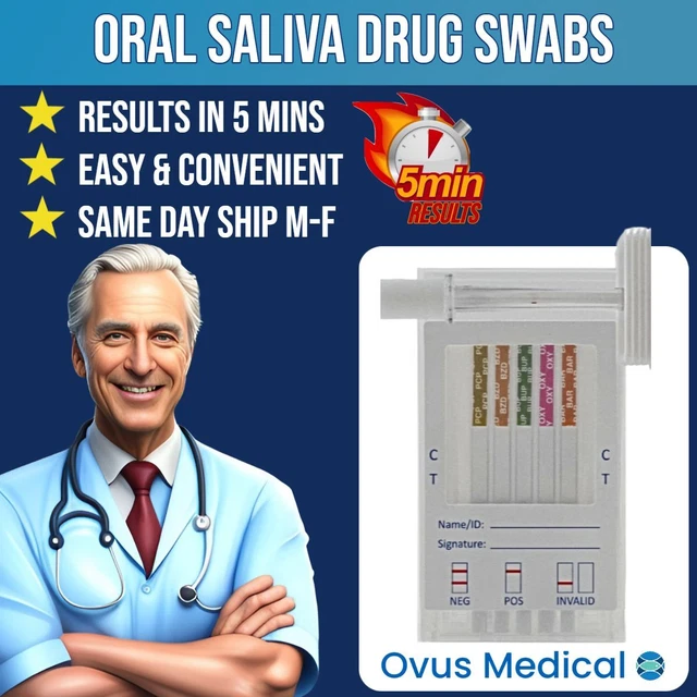 Prueba de drogas orales de saliva de 10 paneles - hisopos orales - (PK/10 HISOPOS) * Médico ovus