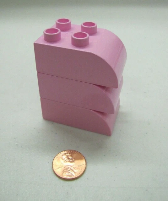 LEGO DUPLO BLOCK PINK 2x2x3 CURVED BRICK 3 Block Lot Castle Princess